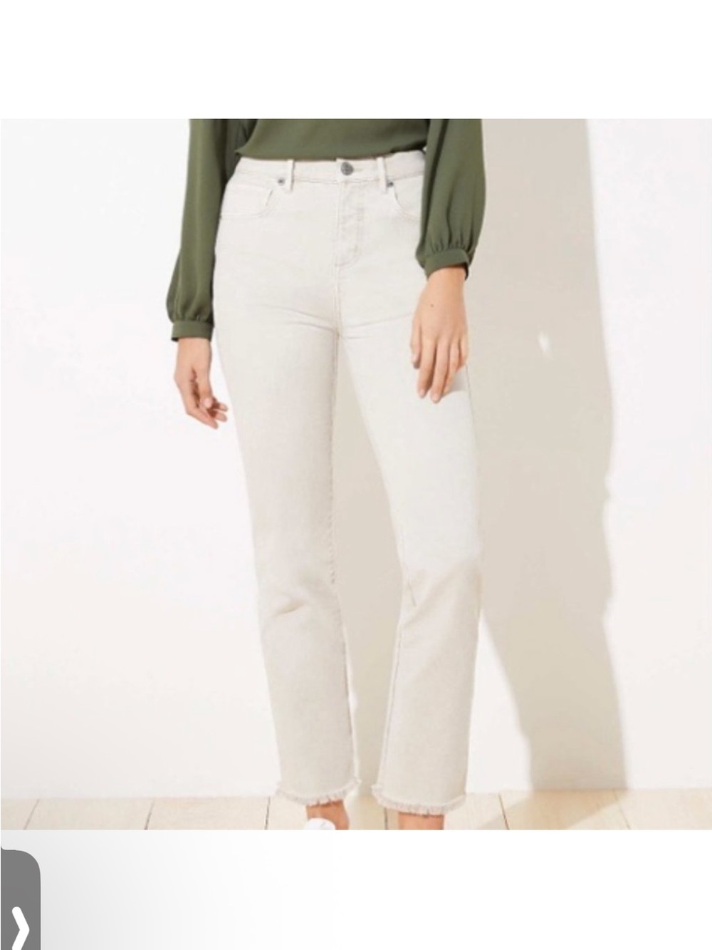 LOFT The Straight High Rise Regular Fit Jeans in Light Cream